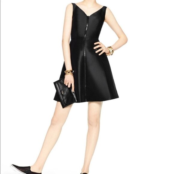 NWT Kate Spade black Zip Up fit & flare dress  size 0 - Picture 5 of 16